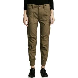 Vince Slouchy Military Cargo Jogger Pant in Olive Green